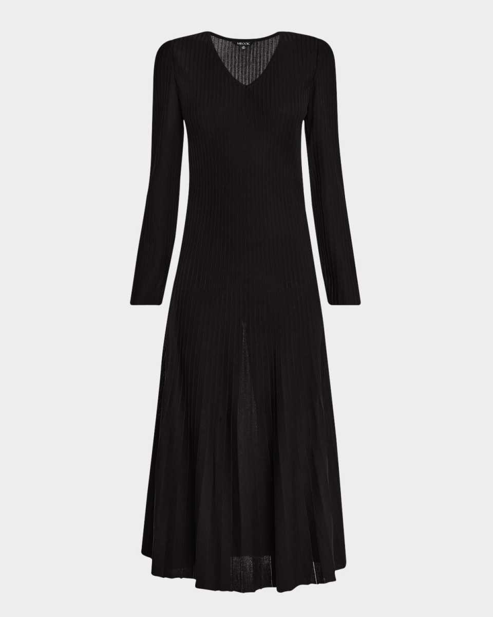 Ribbed Knit Fit-&-Flare Midi Dress - Modern Fit